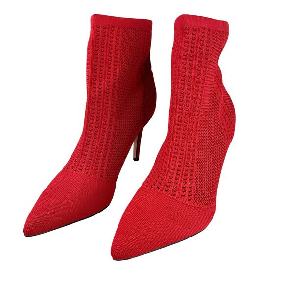 Catherine Malandrino Dnonito Pointed Toe Sock Booties Cherry Red 10 New - Picture 3 of 10